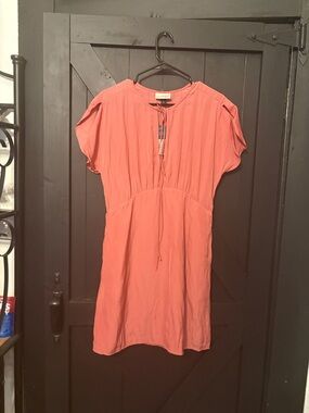 wild fable Coral Pink Short Sleeve Tie-Front Dress